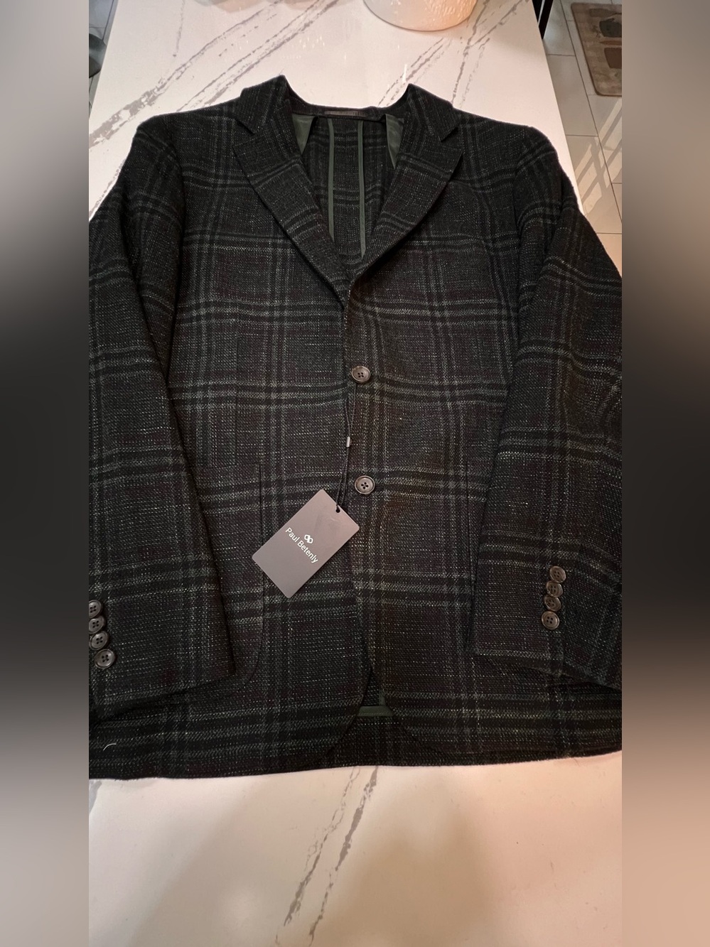 Paul Betenly Layton Sport Coat Men's Charcoal Jade Green Windowpane Blazer 42R - Picture 12 of 15